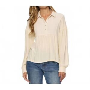 NEW FLAGS & ANTHEM byram long sleeve blouse in cream